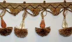 Stock/Trimland 1469 9551 Brown Gold Beaded Tassel Trim Clearance