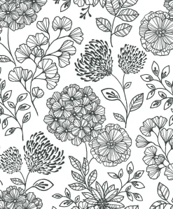 Brewster/ASP 2975-26203 Ada Black Floral Wallpaper Outlet