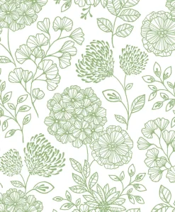 Brewster/ASP 2975-26204 Ada Green Floral Wallpaper> Architectural