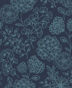 Brewster/ASP 2975-26207 Ada Indigo Floral Wallpaper Outlet