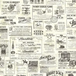 Brewster 3123-64271 Adamstown Cream Newspaper Classifieds Wallpaper> Damask, Trellis & Geometrics