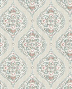 Brewster/ASP 2821-25150 Adele Teal Damask Wallpaper> Damask, Trellis & Geometrics