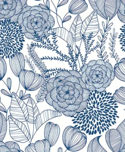 Brewster/ASP 2903-25857 Alannah Navy Botanical Wallpaper> Architectural