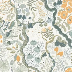 Brewster/ASP 2932-65103 Ann Turquoise Floral Vines Wallpaper Outlet