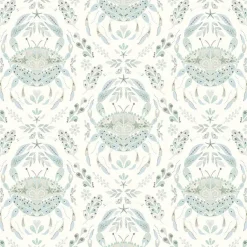 Brewster 3120-13642 Annapolis Teal Crustation Wallpaper> Florals