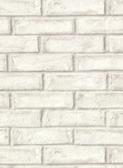 Brewster 2921-50110 Appleton Off-White Faux Weathered Brick Wallpaper> Damask, Trellis & Geometrics