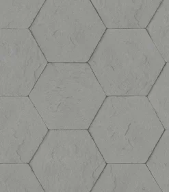 Brewster 4015-427127 Bascom Dark Grey Stone Hexagon Wallpaper Hot