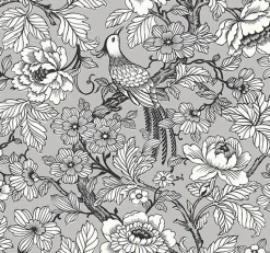 Brewster/ASP 2927-80407 Beaufort Silver Peony Chinoiserie Wallpaper Online