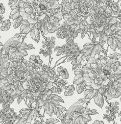 Brewster/ASP 2901-25414 Birds of Paraside Breeze Black Floral Wallpaper
