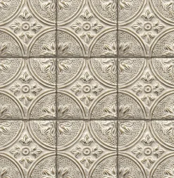 Brewster 2767-23764 Brasserie White Tin Ceiling Tile Wallpaper> Florals