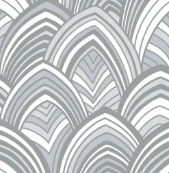 Brewster/ASP 2969-87353 CABARITA Grey Art Deco Leaves Wallpaper Discount