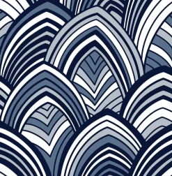 Brewster/ASP 2969-87351 CABARITA Indigo Art Deco Leaves Wallpaper Outlet