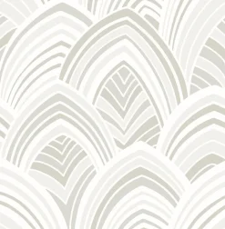 Brewster/ASP 2969-87352 CABARITA White Art Deco Leaves Wallpaper Clearance