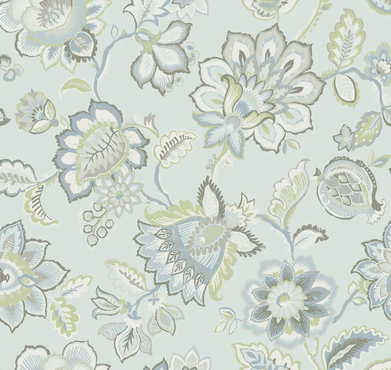 Brewster/ASP 2901-87515 Corona Light Blue Jacobean Wallpaper Hot