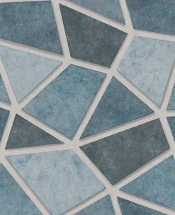 Brewster 2896-25350 Coty Teal Geometric Patchwork Wallpaper> Brick, Stone & Wood