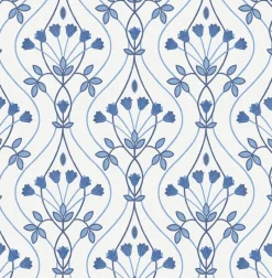 Brewster/ASP 2970-26148 Dard Blue Tulip Ogee Wallpaper Outlet