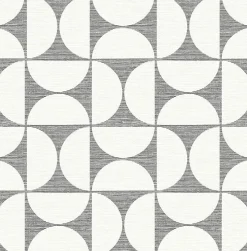 Brewster 2904-25672 Deedee Black Geometric Faux Grasscloth Wallpaper> Damask, Trellis & Geometrics