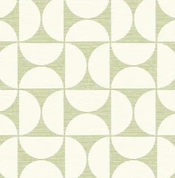 Brewster 2904-25670 Deedee Green Geometric Faux Grasscloth Wallpaper Hot
