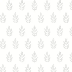 Brewster 3122-11310 Ervic Light Grey Leaf Block Print Wallpaper Hot
