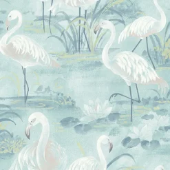 Brewster 3120-13604 Everglades Aqua Flamingos Wallpaper Best