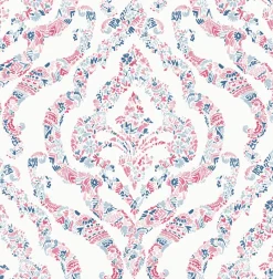 Brewster/ASP 2901-25400 Featherton Coral Floral Damask Wallpaper New