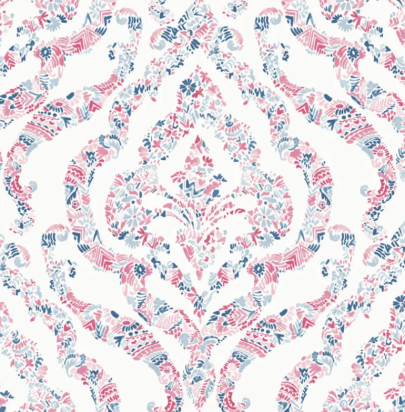 Brewster/ASP 2901-25400 Featherton Coral Floral Damask Wallpaper New