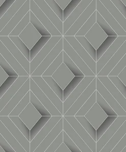 Brewster 4020-61409 Filmore Grey Diamond Panes Wallpaper Online