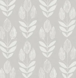 Brewster 3123-24473 Garland Grey Block Tulip Wallpaper