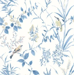 Brewster 3123-24170 Imperial Garden Blue Botanical Wallpaper> Animals & Insects
