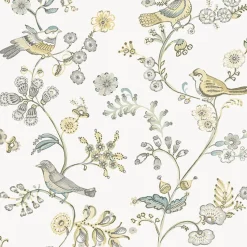 Brewster 3122-10800 Jinjur Light Yellow Bird Trail Wallpaper Clearance