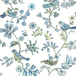 Brewster 3122-10802 Jinjur Teal Bird Trail Wallpaper> Animals & Insects