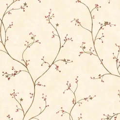 Brewster 3123-44034 Justine Khaki Berry Trail Wallpaper> Country
