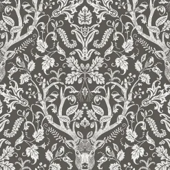 Brewster 3118-12704 Kiwassa Brown Antler Damask Wallpaper Best