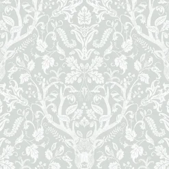 Brewster 3118-12702 Kiwassa Grey Antler Damask Wallpaper> Damask, Trellis & Geometrics