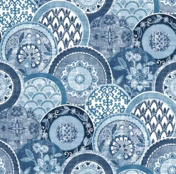 Brewster/ASP 2744-24148 Laguna Blue Plate Wallpaper> Florals