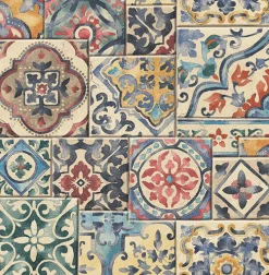 Brewster 2904-22301 Marrakesh Multicolor Global Tiles Wallpaper> Architectural
