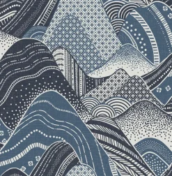 Brewster/ASP 2764-24333 Meru Navy Mountain Wallpaper> Damask, Trellis & Geometrics