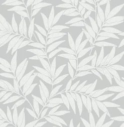 Brewster/ASP 2970-26124 Morris Light Grey Leaf Wallpaper> Architectural