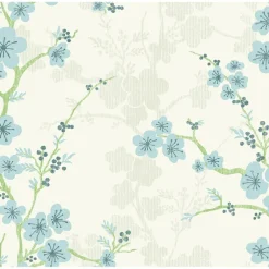 Brewster/ASP 2973-90107 Nicolette Light Blue Floral Trail Wallpaper> Damask, Trellis & Geometrics