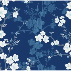 Brewster/ASP 2973-90104 Nicolette Navy Floral Trail Wallpaper> Damask, Trellis & Geometrics