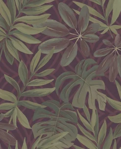 Brewster/ASP 2763-24243 Nocturnum Maroon Leaf Wallpaper Clearance