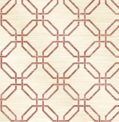 Brewster 2766-24408 Phaius Burgundy Trellis Wallpaper> Florals