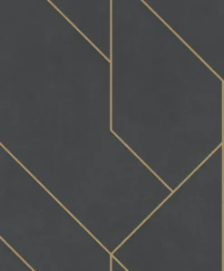 Brewster 4015-427431 Pollock Black Gilded Geometric Wallpaper Best