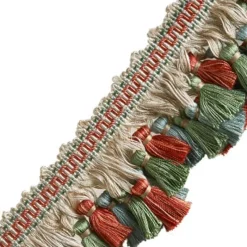 Stock/Fabricut 03944 Poppy Field Green Blue Pink Tassel Jaclyn Smith Trim> Toile
