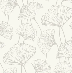Brewster/ASP 2764-24315 Reverie Silver Ginkgo Wallpaper