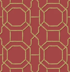 Brewster 2766-21739 Rumi Red Trellis Wallpaper Outlet