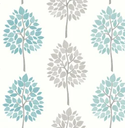 Brewster 2814-24970 Saar Aqua Tree Wallpaper> Architectural