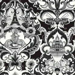 Brewster/ASP 2973-90886 Sadie Black Parisian Damask Wallpaper Clearance