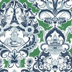 Brewster/ASP 2973-90887 Sadie Green Parisian Damask Wallpaper> Florals