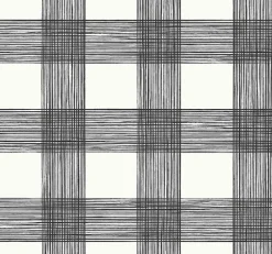 Brewster/ASP 2927-80900 Scarborough Black Striated Plaid Wallpaper Discount